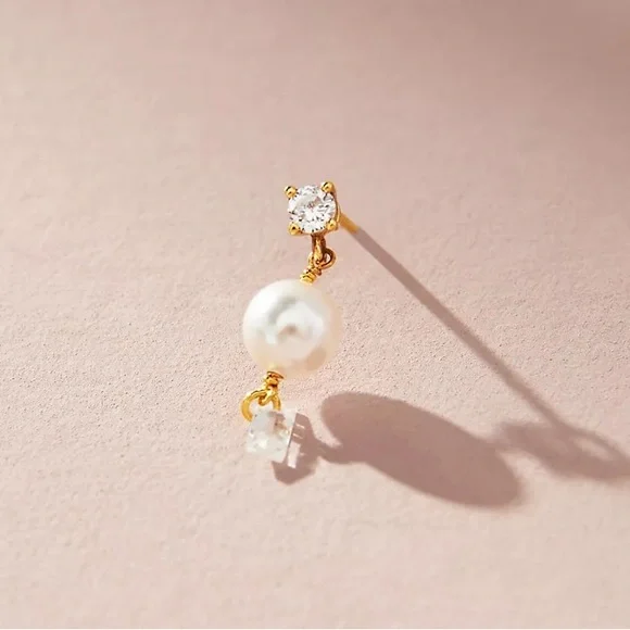 🆕 Anthropologie Embellished Pearl Drop Earrings - Picture 3 of 3